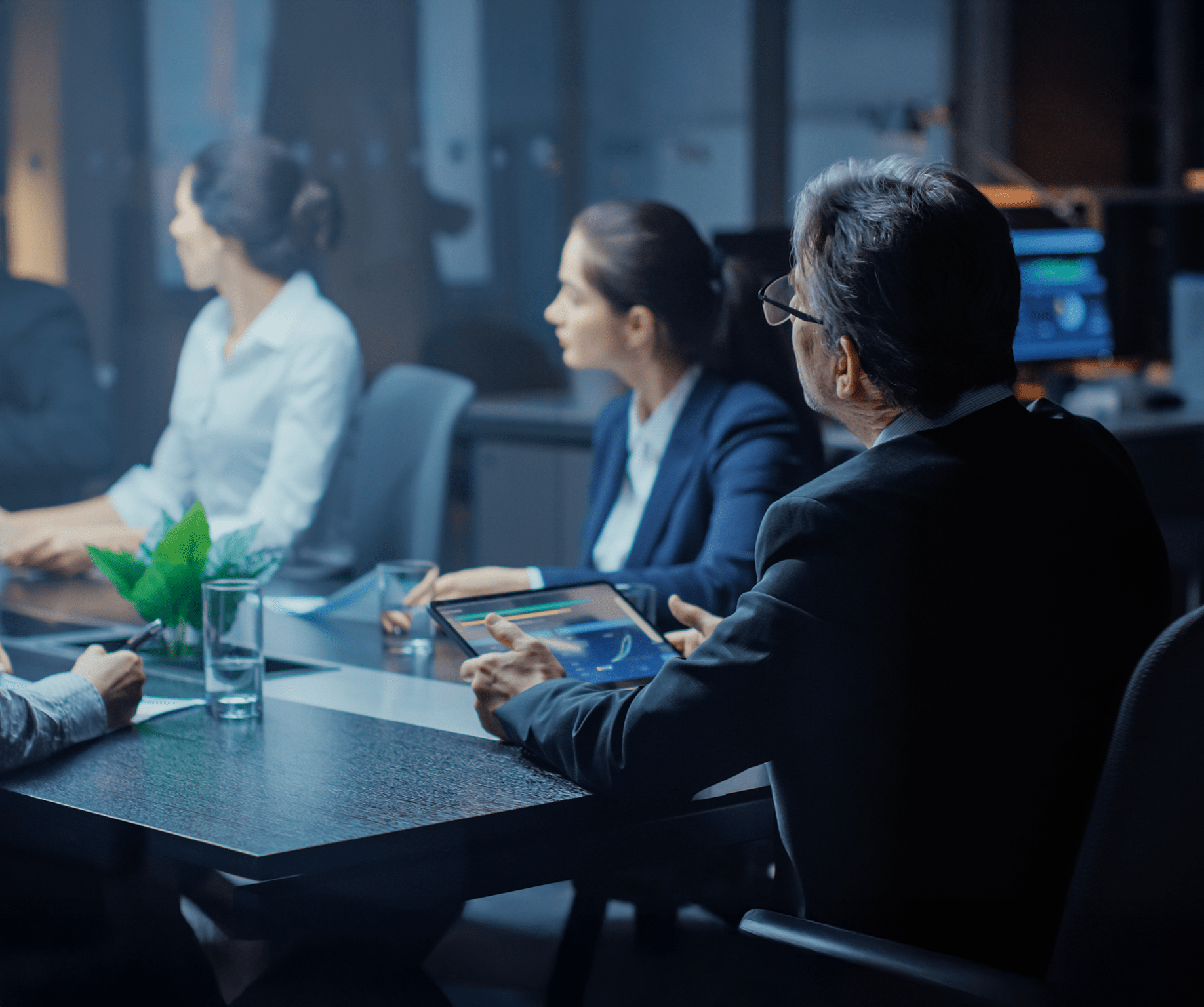 Late at Night In tvhe Corporate Office Meeting Room